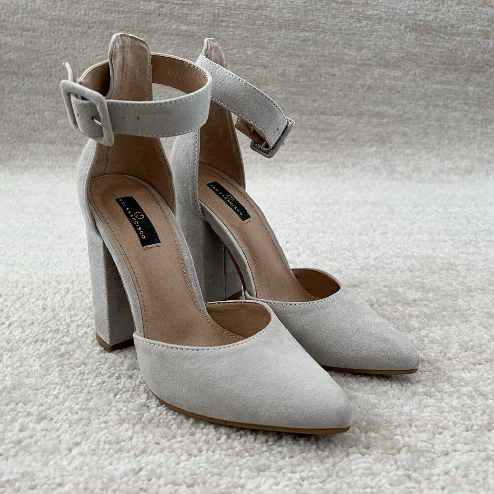 DailyShoes Strappy Chunky Pointed Closed Toe Heels 5